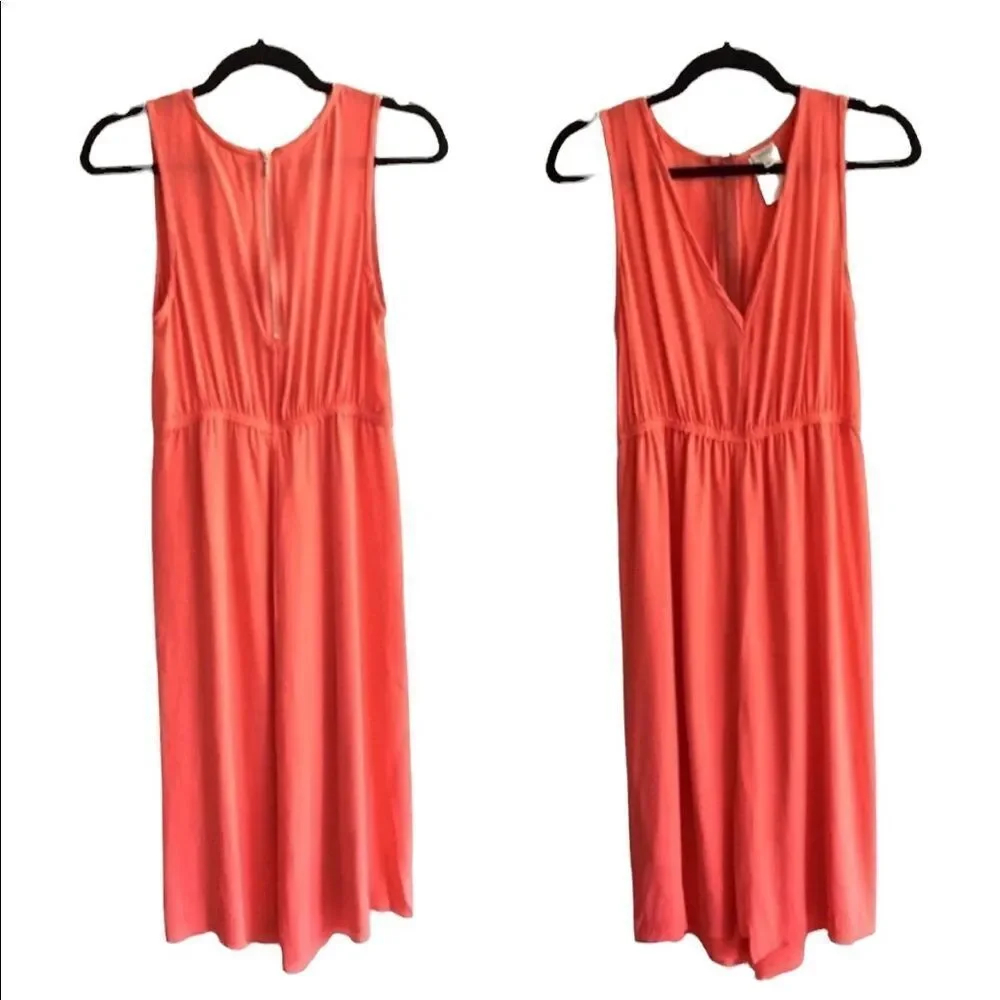 ARITZIA Silk Sleeveless V-Neck Midi Dress Melon S - Picture 1 of 7